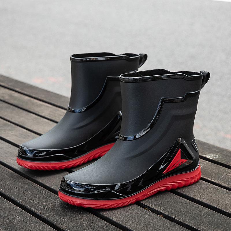 "Men's Waterproof Non-Slip Rubber Rain Boots for Outdoor, Car Wash & Kitchen Use"
