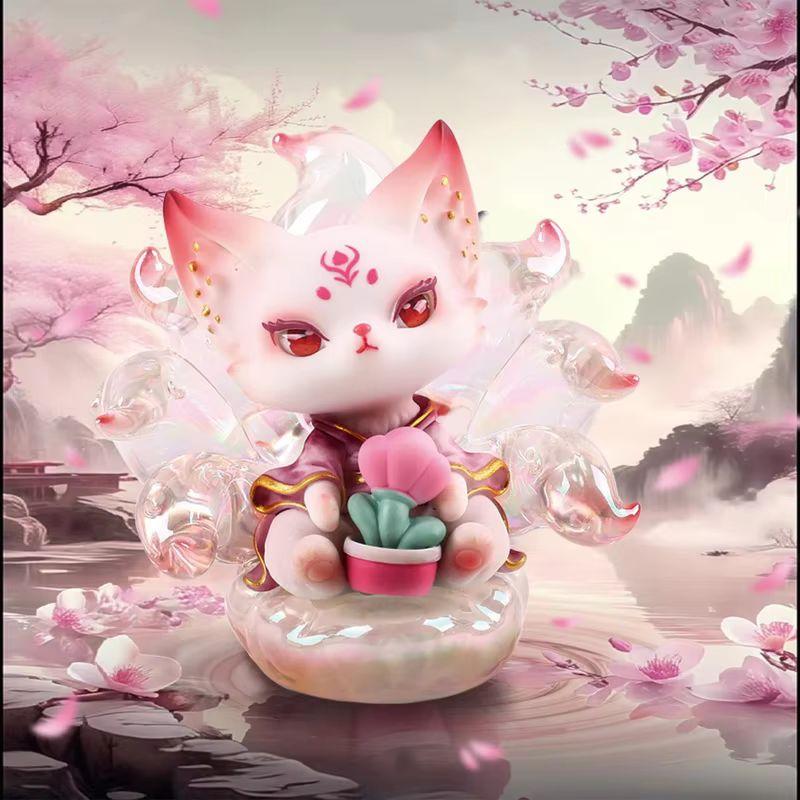 Hot- Luminous Nine-Tailed Fox Fairy Legend 2 Generation Series Blind Box Cute Desktop Ornaments Decorated Girl Holiday Gi