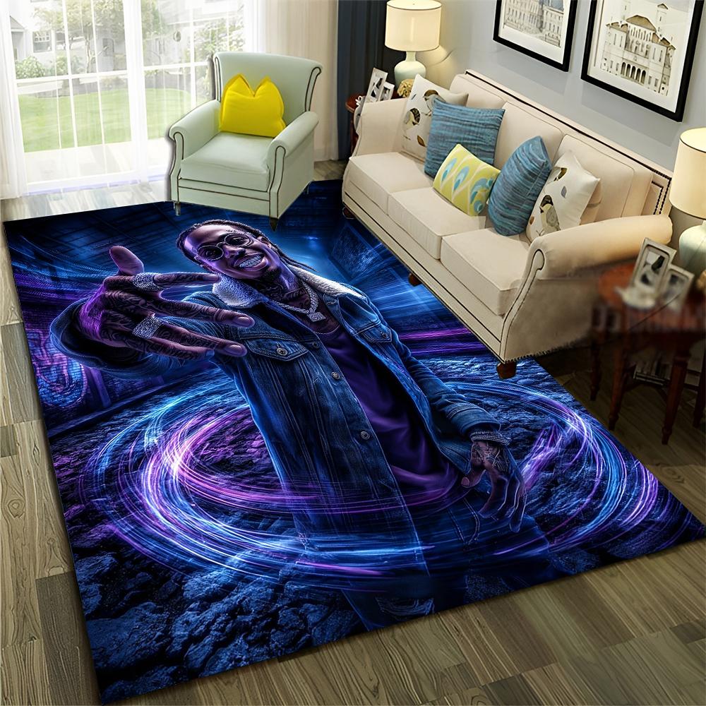 3D Top Rapper Legende Star Kunst Cartoon Hip Hop Teppich für Schlafzimmer Wohnzimmer Sofa Zuhause Fußmatte Dekor,großer Spiel-Rutschfester Bodenbelag