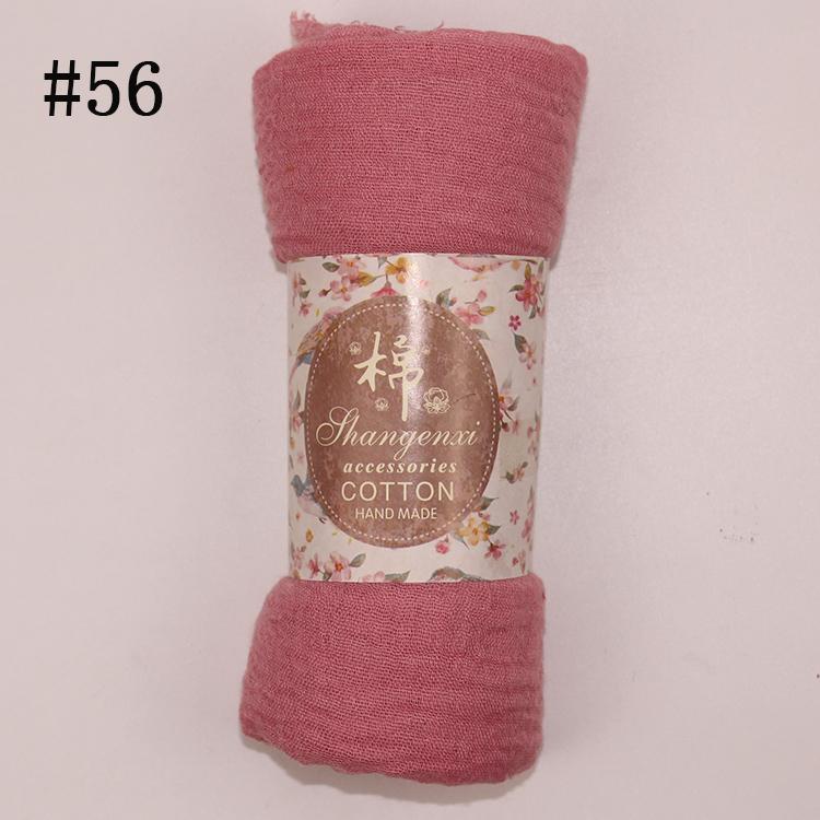 Muslim Women Solid Color Scarf Shawl Cotton Crinkle Hijab