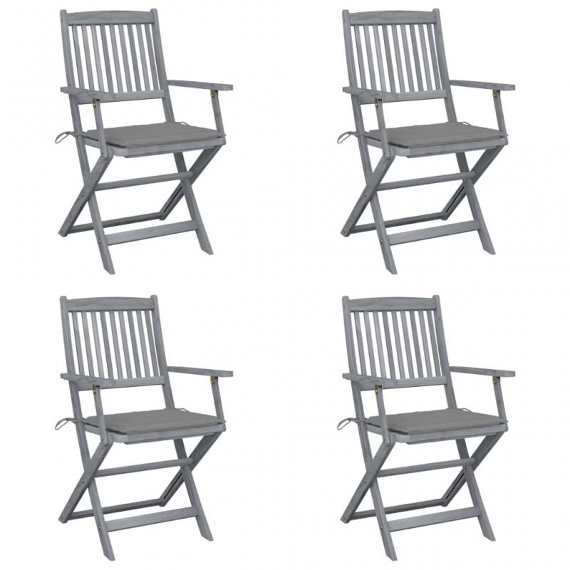 Day and Night - Day and Night Folding Garden Chairs 4 Pcs Cushions Solid Acacia Wood