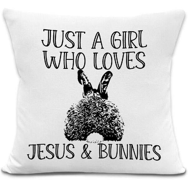 Christian Goat Throw Pillow Covers, Goat Gifts for Women, Just a Girl Who Loves Jesus and Goats Decorative Pillowcases Cushion Cases for Home Bedroom Girls Bunnies