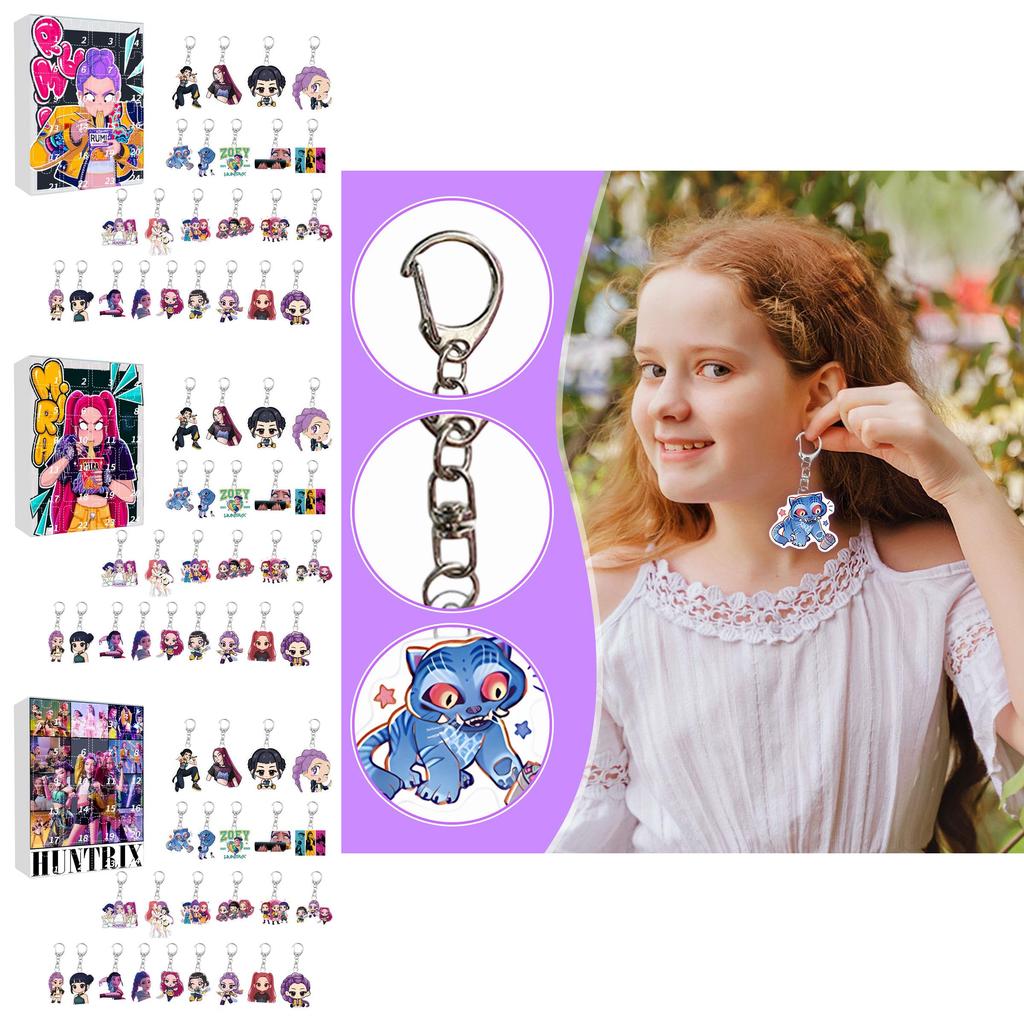 Kpop Demon Hunters Christmas Advent Calendar Keychain Acrylic Party Favor For Fans