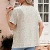 Women Tops Round Neck Short Sleeve Loose Fit Tee Shirt Sparkling Sequins Casual Shirt Versatile Summer Tops