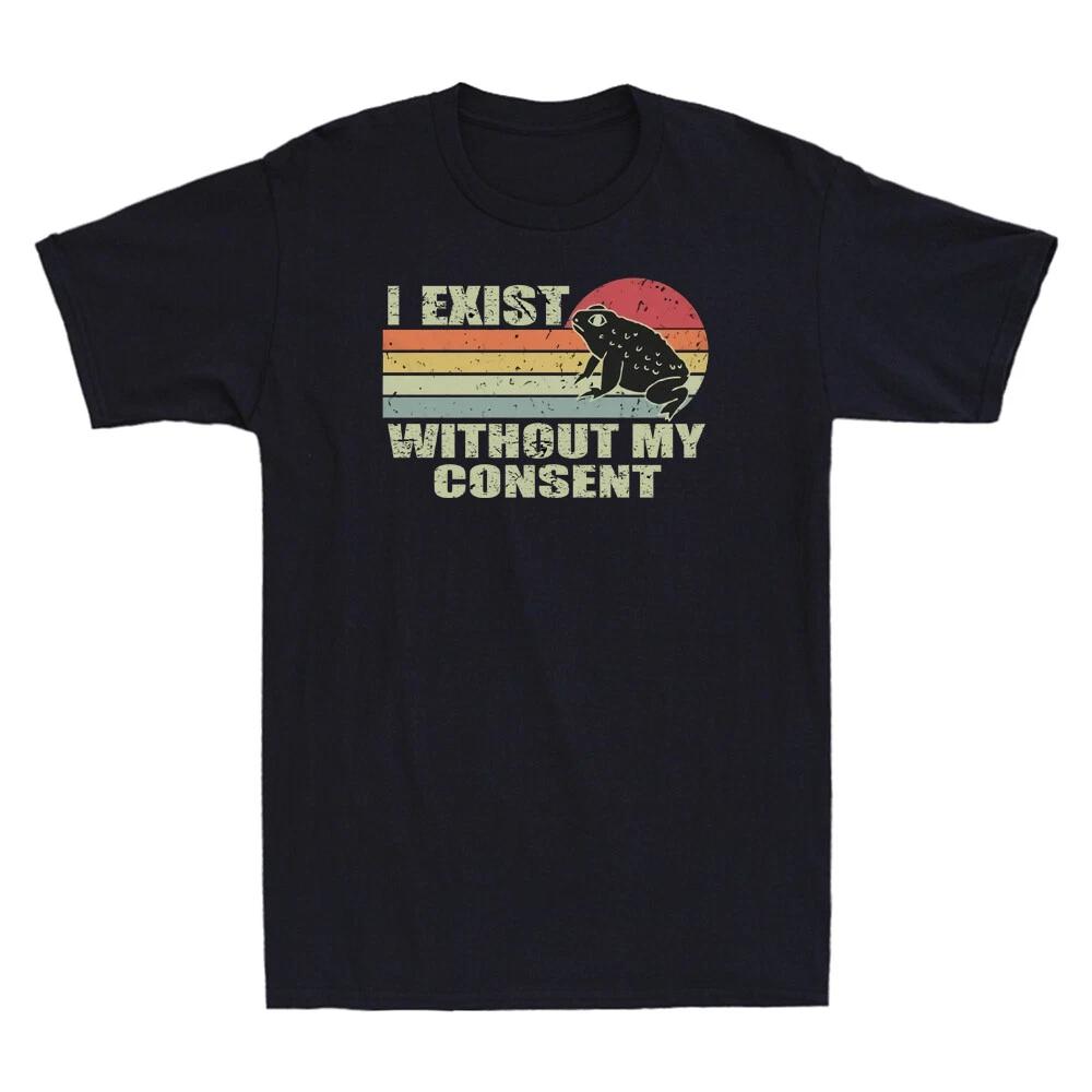 I Exist Without My Consent Funny Frog Meme Retro Sunset Vintage Men s T-Shirt M