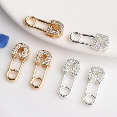Złota spinka-broszka z cyrkoniami 14K do bransoletek kryształowych DIY