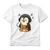 Süßes Pinguin T-Shirt Unisex Lustig Cartoon Grafik Retro Kassettenrekorder Kopfhörer Musik
