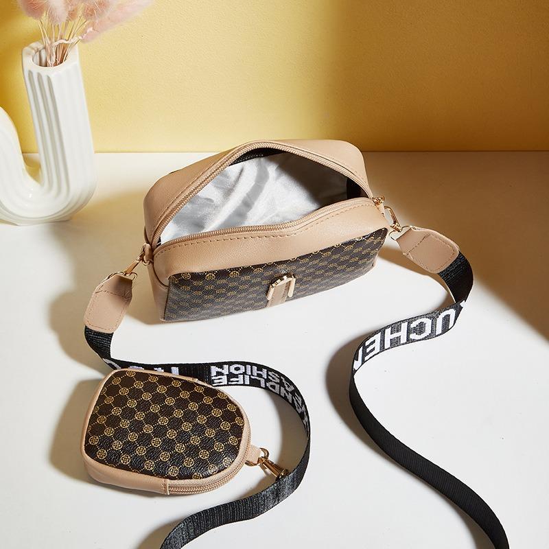 New women's bag fashion two-piece camera bag letter broadband simple printing shoulder messenger bag one generation