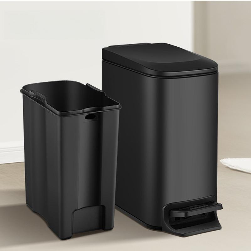 6L Trash Can with Lid Silent Slow Lowering Pedal Garbage Bin Bedroom Office Bathroom Trash Bin