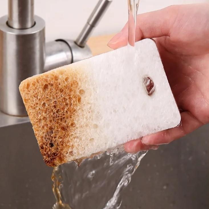1/6/12pcs Clean Wood Pulp Cotton Scouring Pad Dishwashing Stain Removal Non Sticky Soft Sturdy Household Kitchen Cleaning Cloths