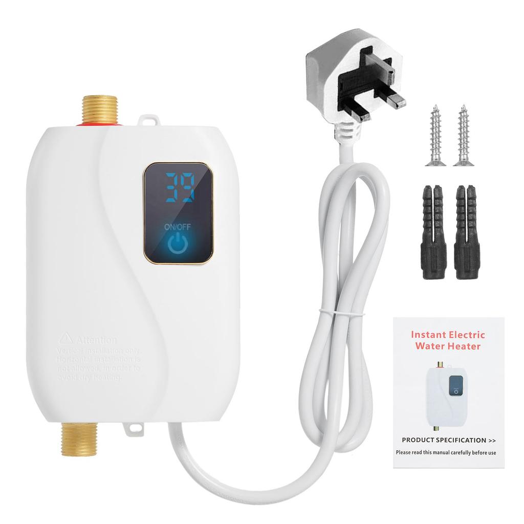   Water Heater 220V 3500W   Electric Tankless Hot Water Heater Bathroom Kitchen Washing with LCD Display for Shower Bathroom Kitchen Washing 