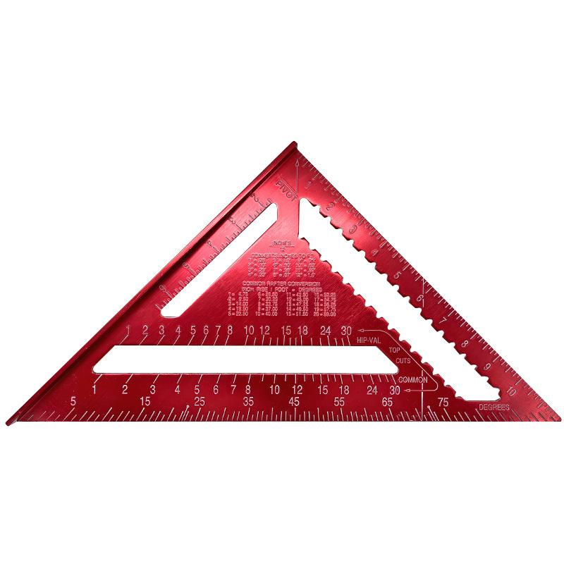 7-inch 12 Inch Metric and Imperial Triangle Ruler, 90 Degree Aluminum Alloy Woodworking Measuring Square Ruler