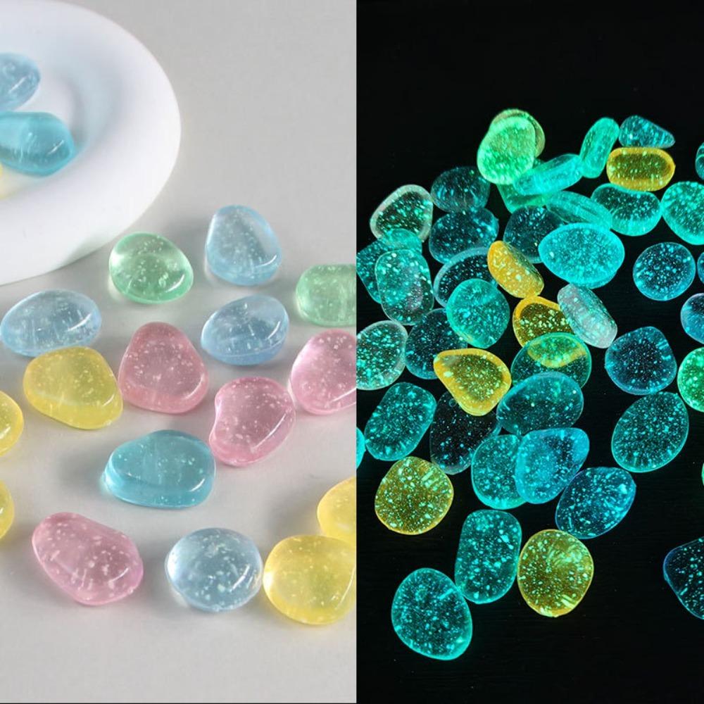 50/100Pcs Handmade Luminous Pebbles Long-lasting Artificial Fluorite Stone  for Walkway Decoration