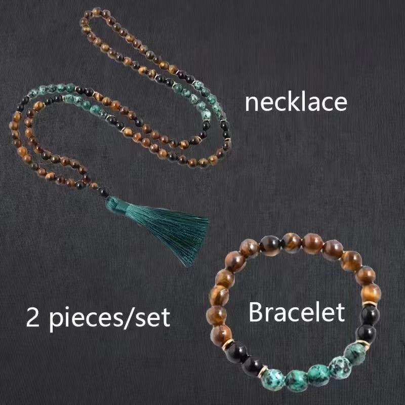 Colier cu Mărgele Ochi de Tigru Pandantiv Cruce Lan Lung cu Mărgele Accesorii pentru Bărbați și Femei Lan pentru Pulover Lan pentru Pulover Lung Toamnă și Iarnă