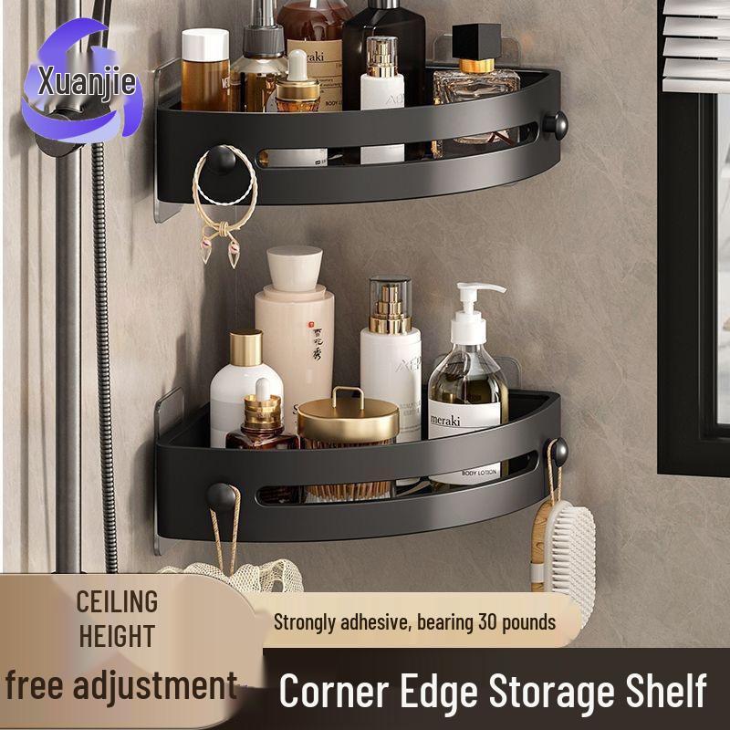 Punch-Free Wall-Mounted Corner Shelf for Bathroom or Kitchen