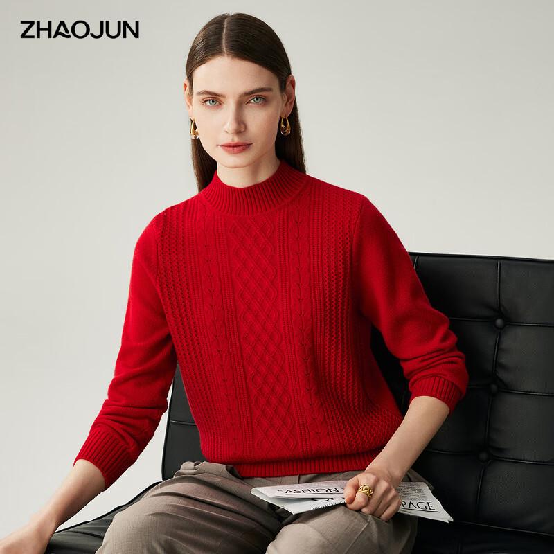 

Zhaojun Women s 2025 A/W Half-High Collar Cable Knit Cashmere Sweater 2XL