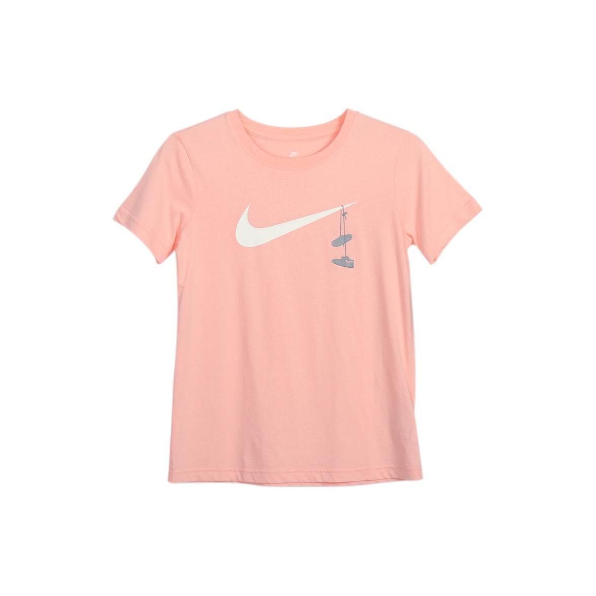 

Nike Solid Color Round Neck Short Sleeve T-Shirt Women tops Orange Pink 923335-646 L