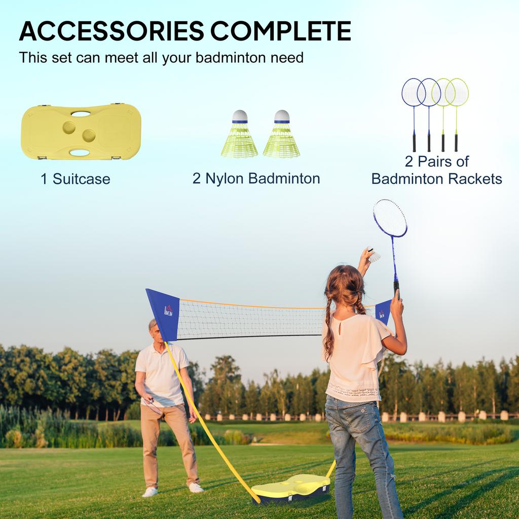 2.8m Portable Folding Badminton Net Set with 4 Badminton Rackets