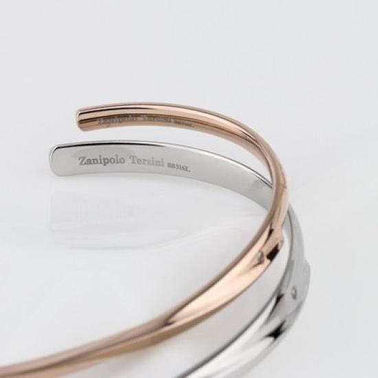 Zanypolo Tarzini Diamond Stainless Steel Pair Bangle