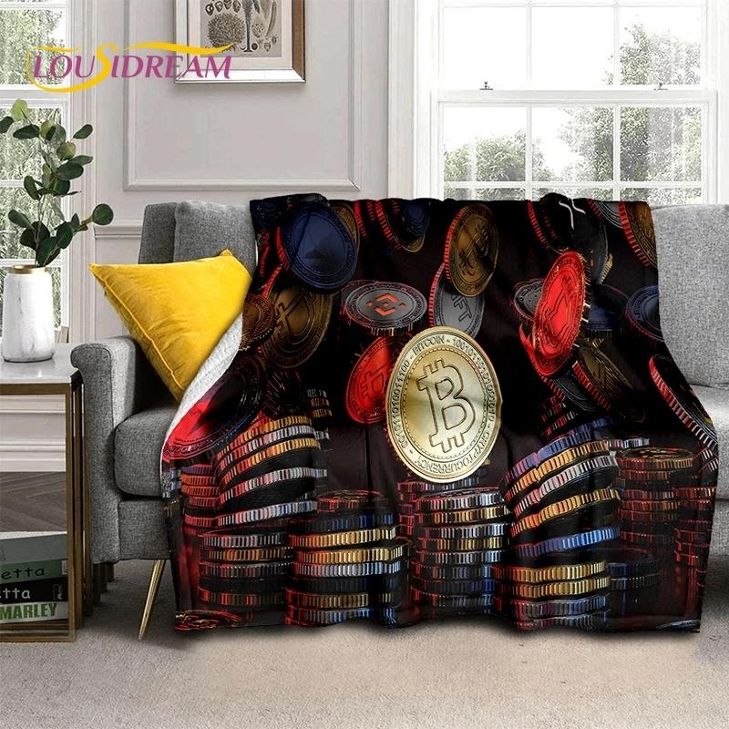 Bitcoin Virtuelle Währung NFT Weiche Flanelldecke für Betten Schlafzimmer Sofa Picknick, Überwurfdecke zum Zudecken Outdoor Freizeit Nickerchen Geschenk