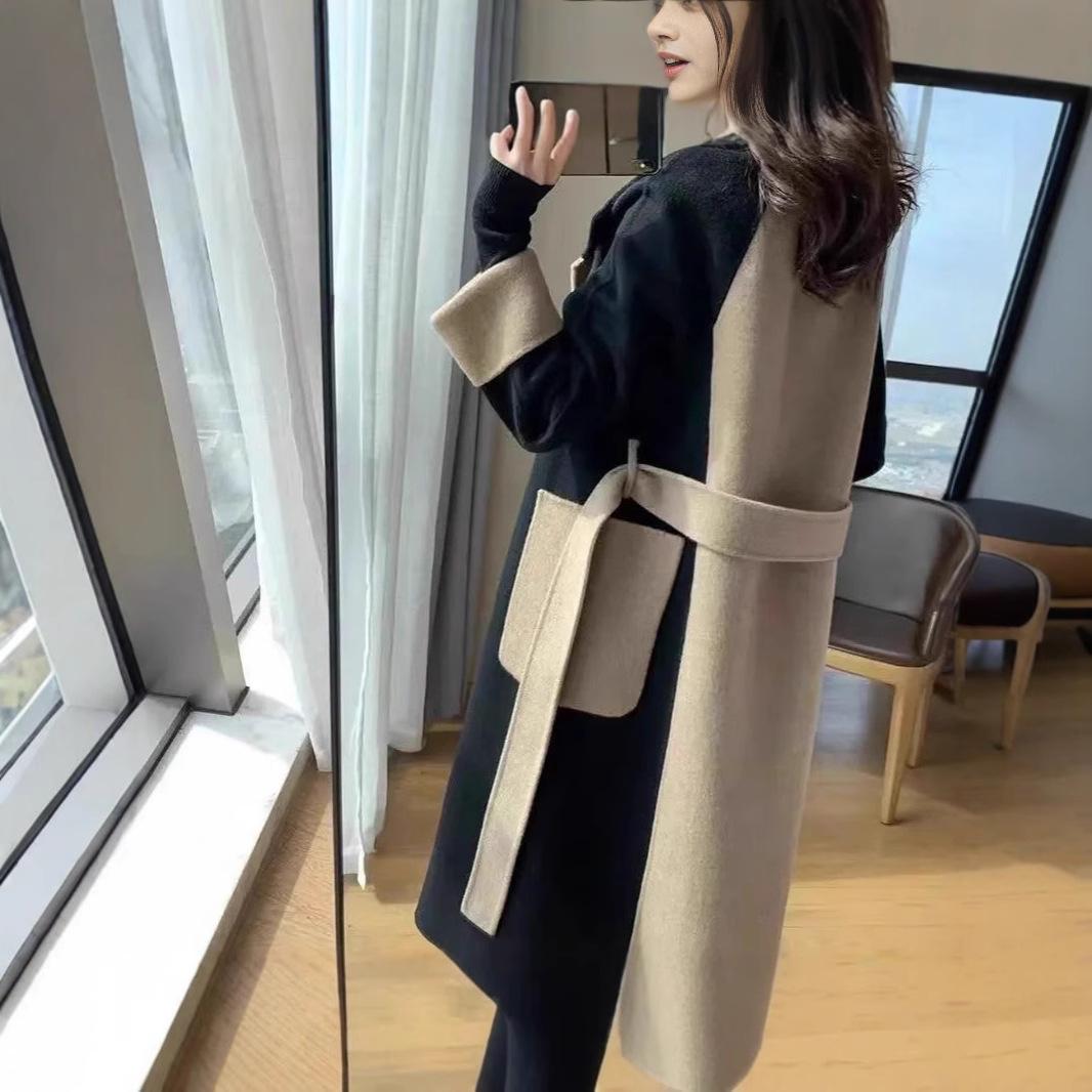 

Женское осенне-зимнее шерстяное приталенное тренч-пальто средней длины 2024 XL