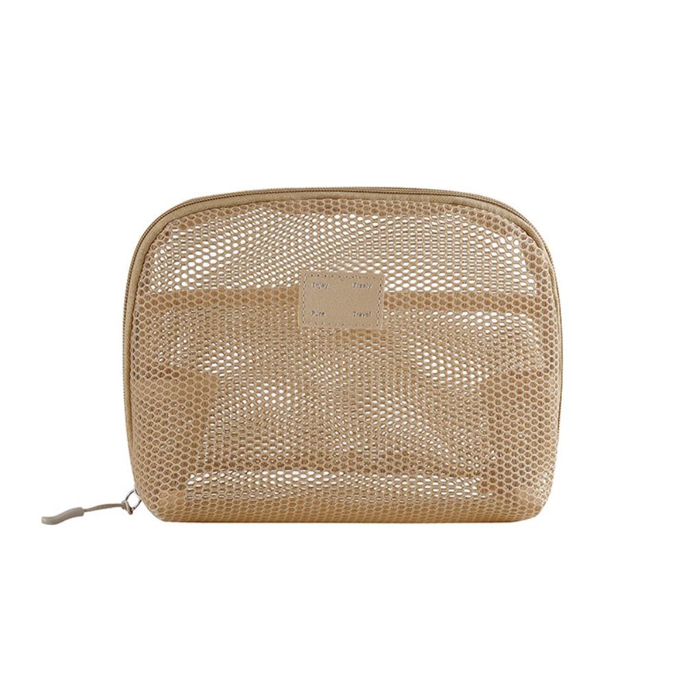 Casual Nylon Cosmetic Bag With Zipper Hand-held Mesh Makeup Bags Multipurpose Mesh Storage Pouch Women