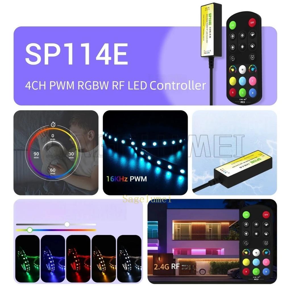 SP111E/SP112E/SP113E/SP114E/SP115E PWM RF LED Controller 2.4G RF Remote RE1 RE2 RE3 RE4 For Single Color CCT RGB RGBW RGBCCT LED