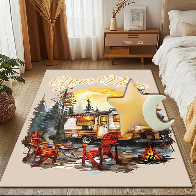 1PC Custom Name Adventure Sunset Scene Theme Floor Mat Ideal for Living Room, Game Rooms, Office, Bedroom, Floor Mat Playful Design
