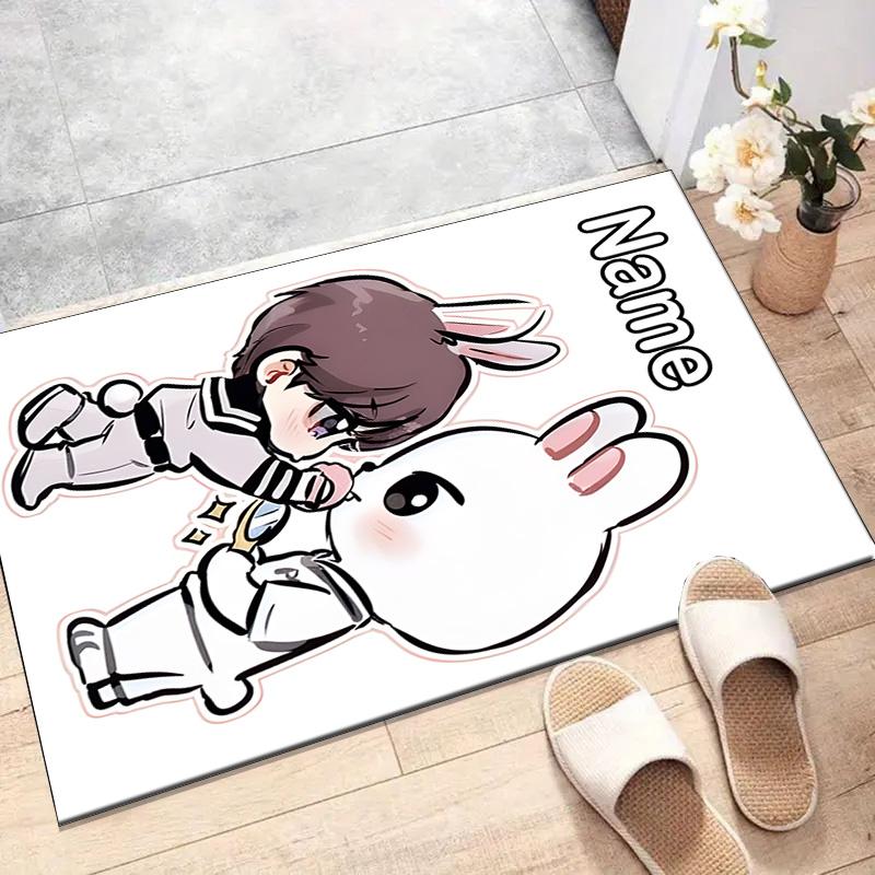 Custom Kpop Team Mat Personalized Name, Polyester Washable Indoor Entryway Rug, Gift for Christmas, Easter, Thanksgiving Day