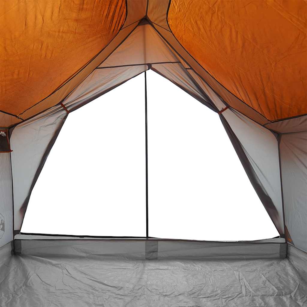5 Person Camping Tent Grey and Orange Waterproof