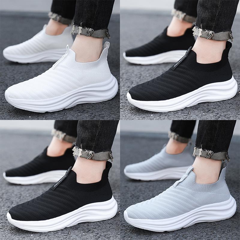 Couple Model One-pedal Little White Shoes 2025 Spring New Lightweight Men's Shoes Flying Woven Breathable Sports and Leisure Shoes Men