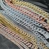 Mode Hip Hop Miami Cuban Halsband Kedja Helt Besatt med Diamanter 9mm 12mm 15mm 20mm 24mm Hängekedjor Långt Spänne Smycke Gåva