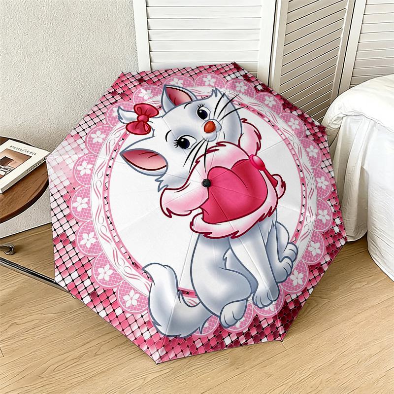 Pink Kitty 8 Ribs 3Fold Black Glue Uv Protection Umbrella Sun Protection Rainproof Compact Folding Umbrella For Travel Daily Use C923944