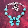 Blue Turquoise Handmade Gemstone Necklace, 925 Solid Sterling Silver Antique Jewelry Adjustable Chain Necklace, For Engagement Gift