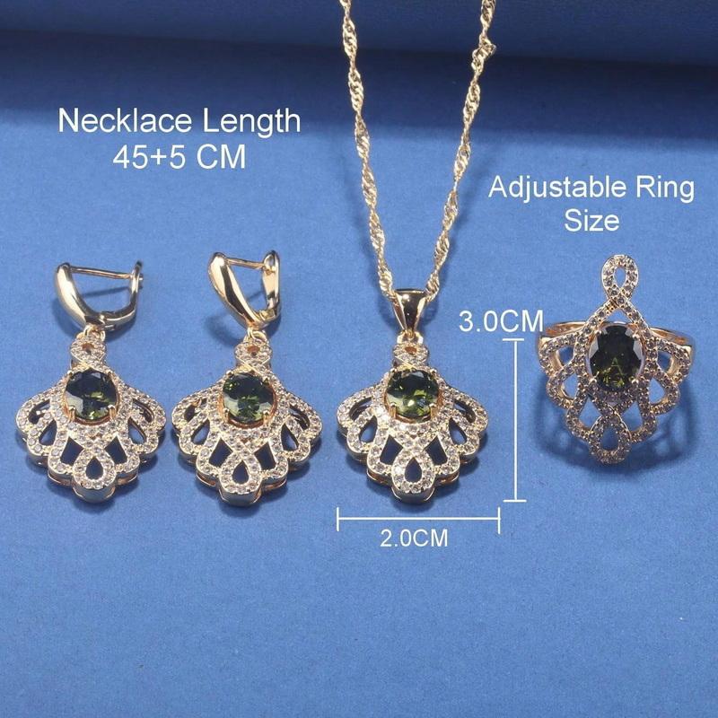 12-Colors Luxury Quality Big Jewelry Set Wedding Ring Adjustable Necklace And Earrings Bridal Accessories Charm Chain Bracelet