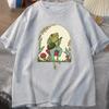 Men's Loose Fit Green T-Shirt with Aesthetic Frog Playing Banjo Design
