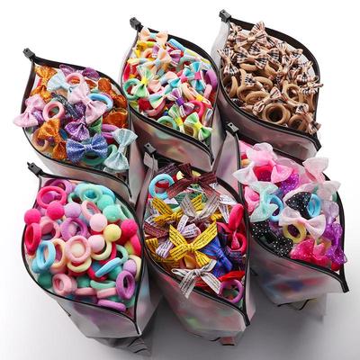 Elástico de Cabelo com Laço de Pom-Pom Colorido para Crianças - Elástico de Borracha Anel de Toalha Cor de Doce