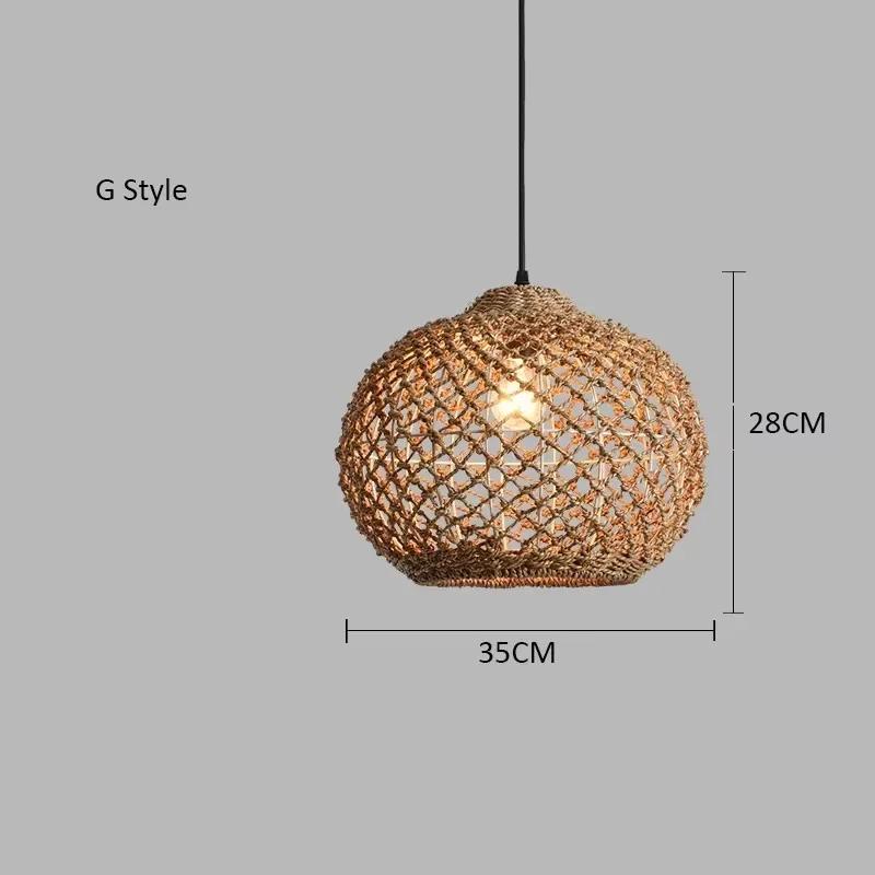 Retro Bamboo Woven Pendant Lamp Rattan Woven Room Dining Japanese Bamboo Art Lantern Tea House Lighting Fixtures