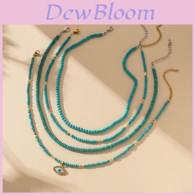 Trendy Geometric Turquoise Beaded Necklace For Women Elegant Minimalist Design