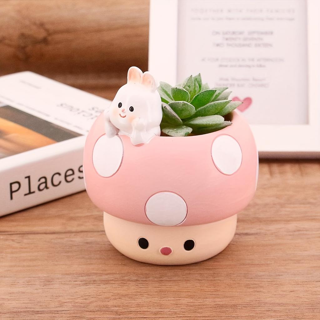 Polyresin Succulent Planters with Drainage Holes, Indoor Outdoor Small Plant Pots for Garden Decor & Gardening Gifts