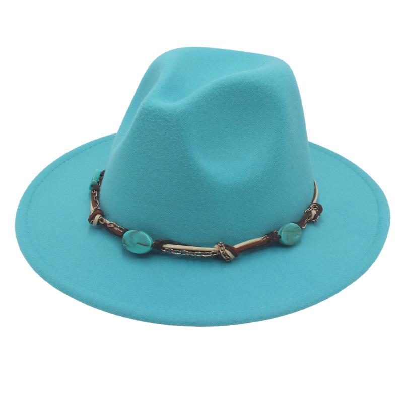 New Emerald Western Style Top Hat Resin Accessories Jazz Hat European And American Style Woolen Felt Hat