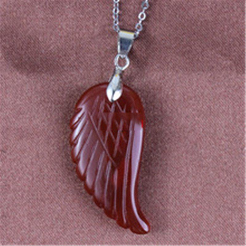 

Chakra Reiki Pendant Necklace Angel Wing Gemstone Opalite Manmade Healing Stone