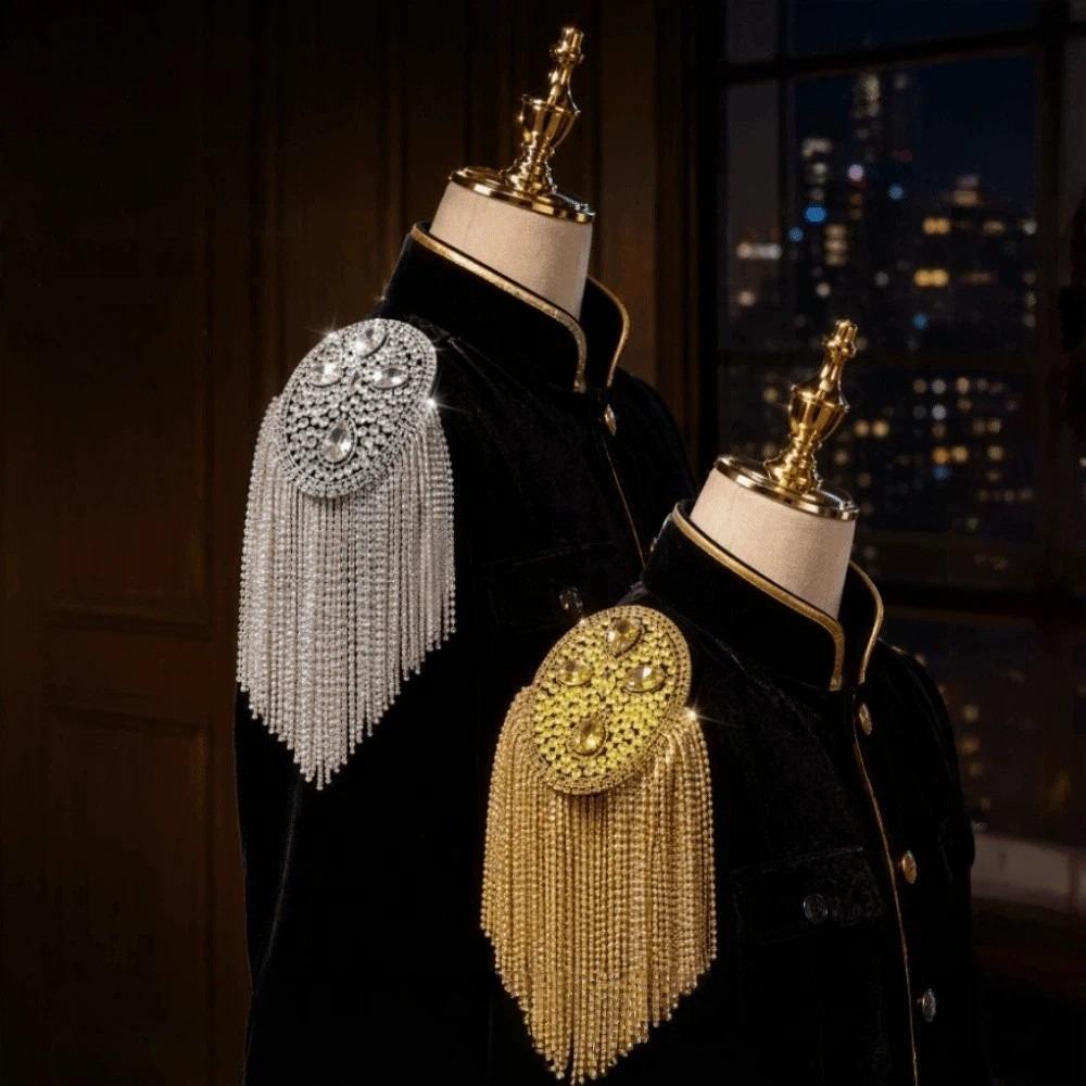 Rhinestone Tassel Epaulettes Zinc Zinc Alloy Shoulder Mark Shoulder Board Theatrical Cosplay