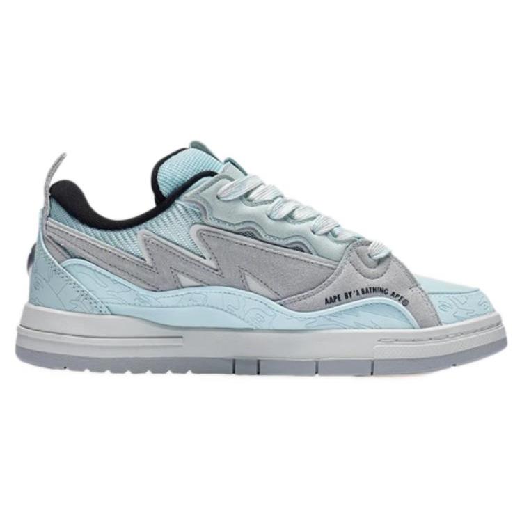 Aape x Li Ning Wave Comfortable And Trendy Slip Resistant Abrasion Resistant Low top Skateboard Shoes Women's Gray Blue AECS088-6