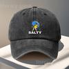 Pc Salty Letter Pattern Print Adjustable Vintage Washed Baseball Cap with Umbrella Unisex Streetwear Outdoor Fashion Casual