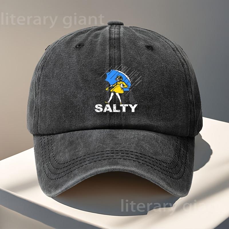 Pc Salty Letter Pattern Print Adjustable Vintage Washed Baseball Cap with Umbrella Unisex Streetwear Outdoor Fashion Casual
