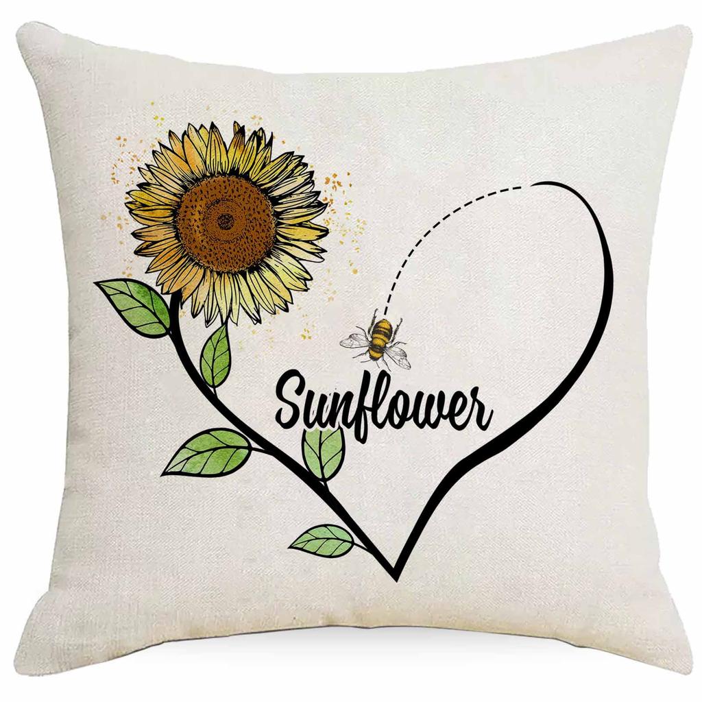 New Retro Summer Sunflower Pillowcase Home Sofa Cushion Pillowcase