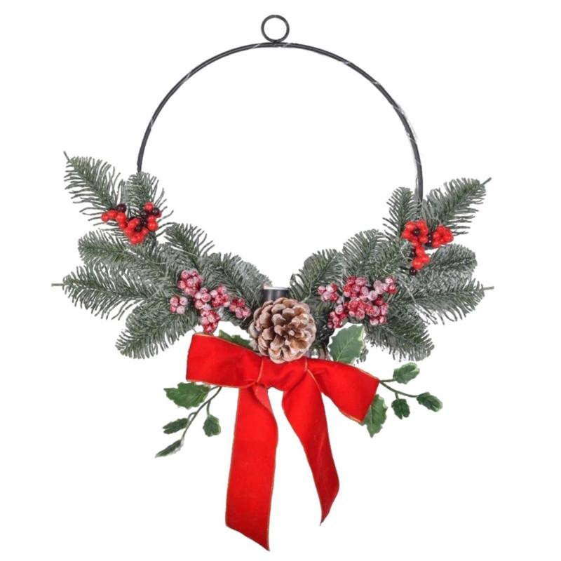 Elegant Christmas Wreath Hanging Decoration for Home Offices, Easy Installation,Illuminated Wreath Christmas Accessories