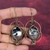 White Buffalo Turquoise Gemstone Earrings Copper Wire Wrap Jewelry Drop Earring