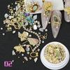 Dolphin Bay Nail Art: Shell Pieces, Rhinestones, Pearls, and Metal Chains Mixed Decorations